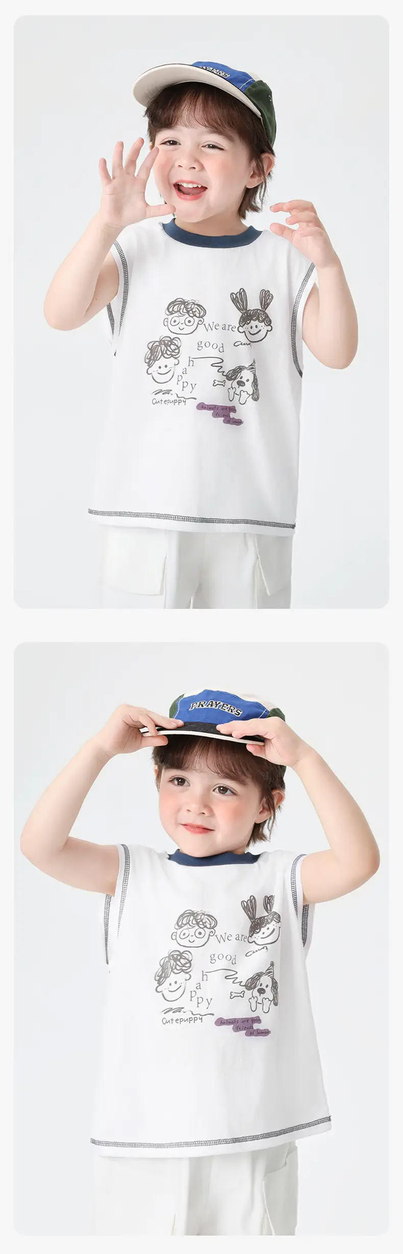 Right European Boys Pure Cotton Sleeveless Vest Gray — feature 13