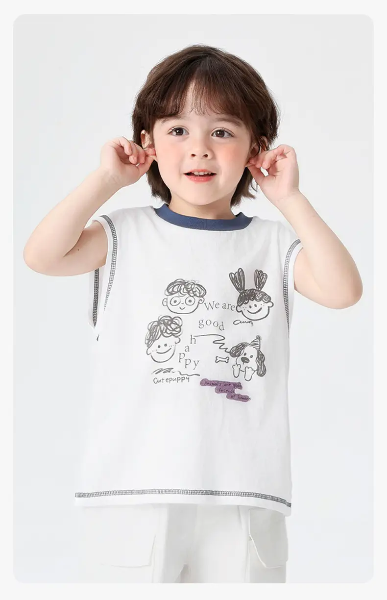 Right European Boys Pure Cotton Sleeveless Vest Gray — feature 14