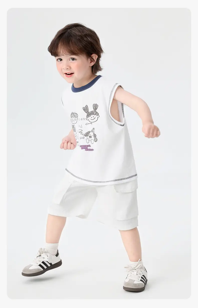 Right European Boys Pure Cotton Sleeveless Vest Gray — feature 15