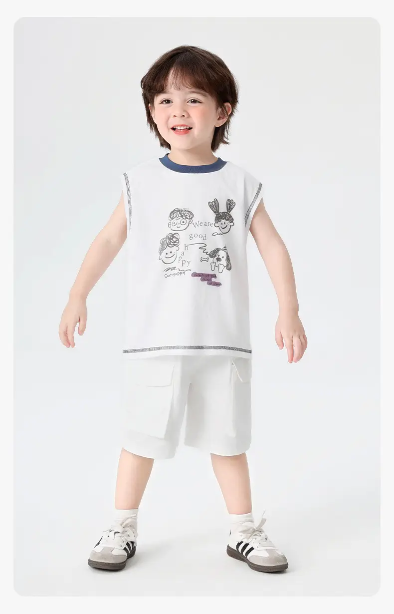 Right European Boys Pure Cotton Sleeveless Vest Gray — feature 16