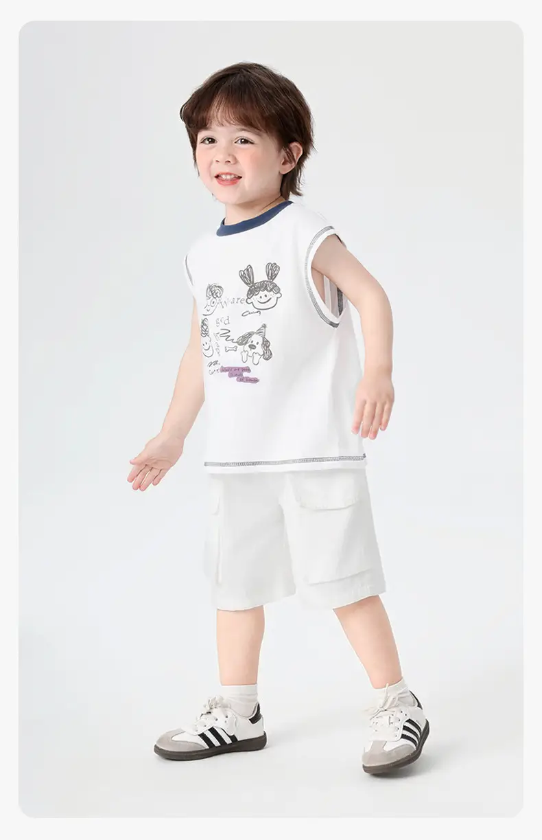 Right European Boys Pure Cotton Sleeveless Vest Gray — feature 17