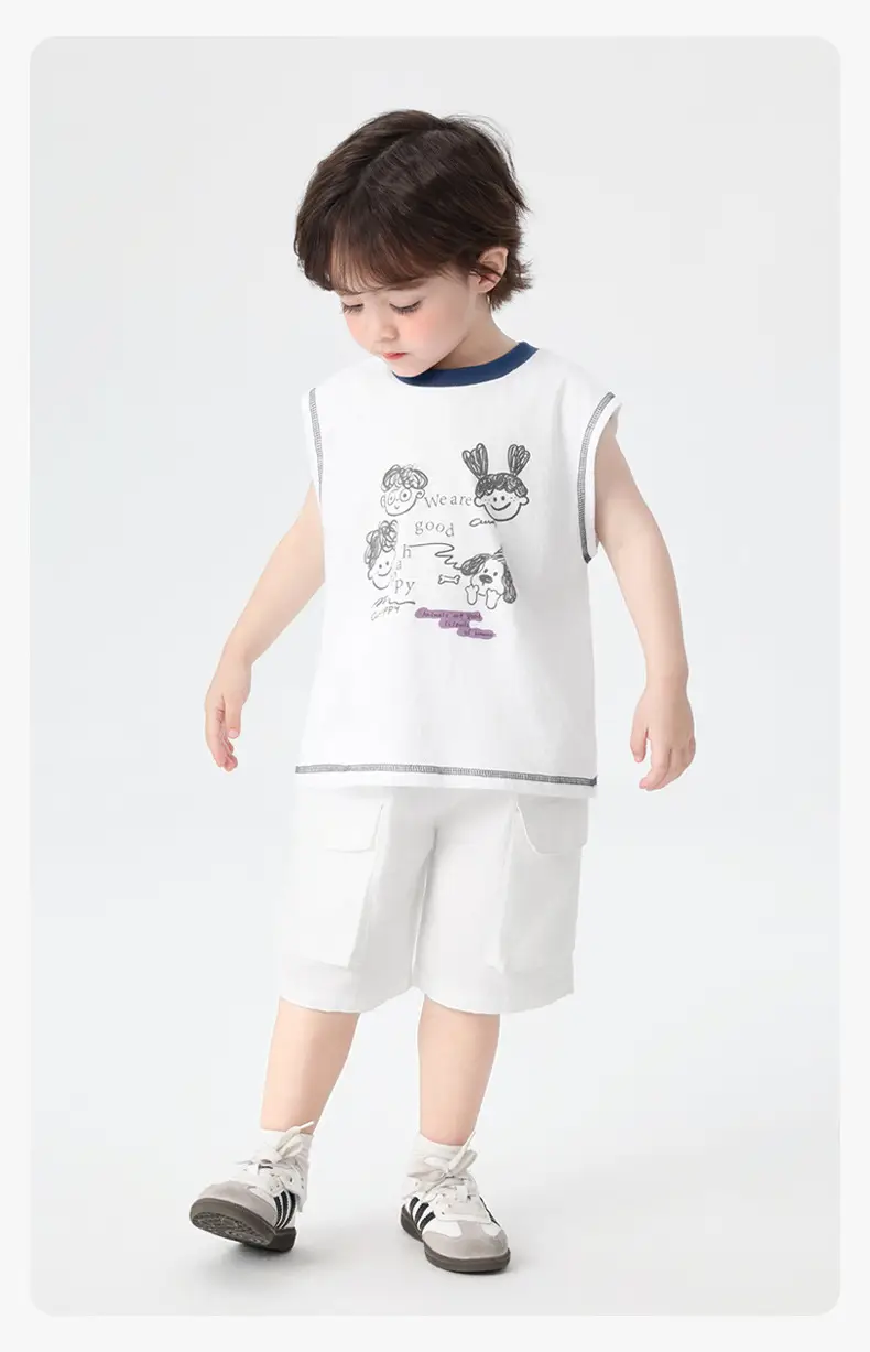 Right European Boys Pure Cotton Sleeveless Vest Gray — feature 18