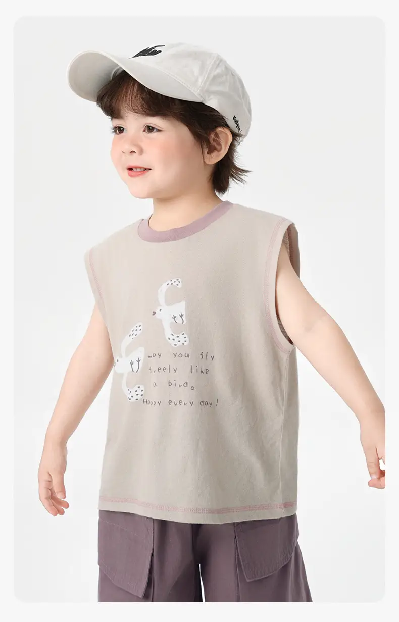 Right European Boys Pure Cotton Sleeveless Vest Gray — feature 19