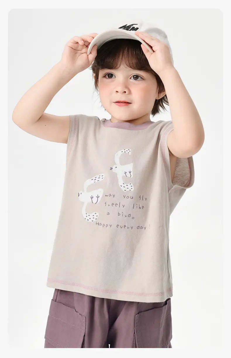 Right European Boys Pure Cotton Sleeveless Vest Gray — feature 20