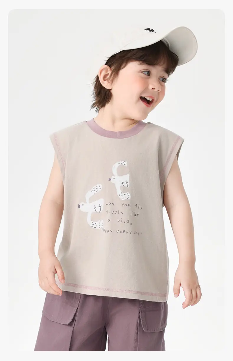 Right European Boys Pure Cotton Sleeveless Vest Gray — feature 21