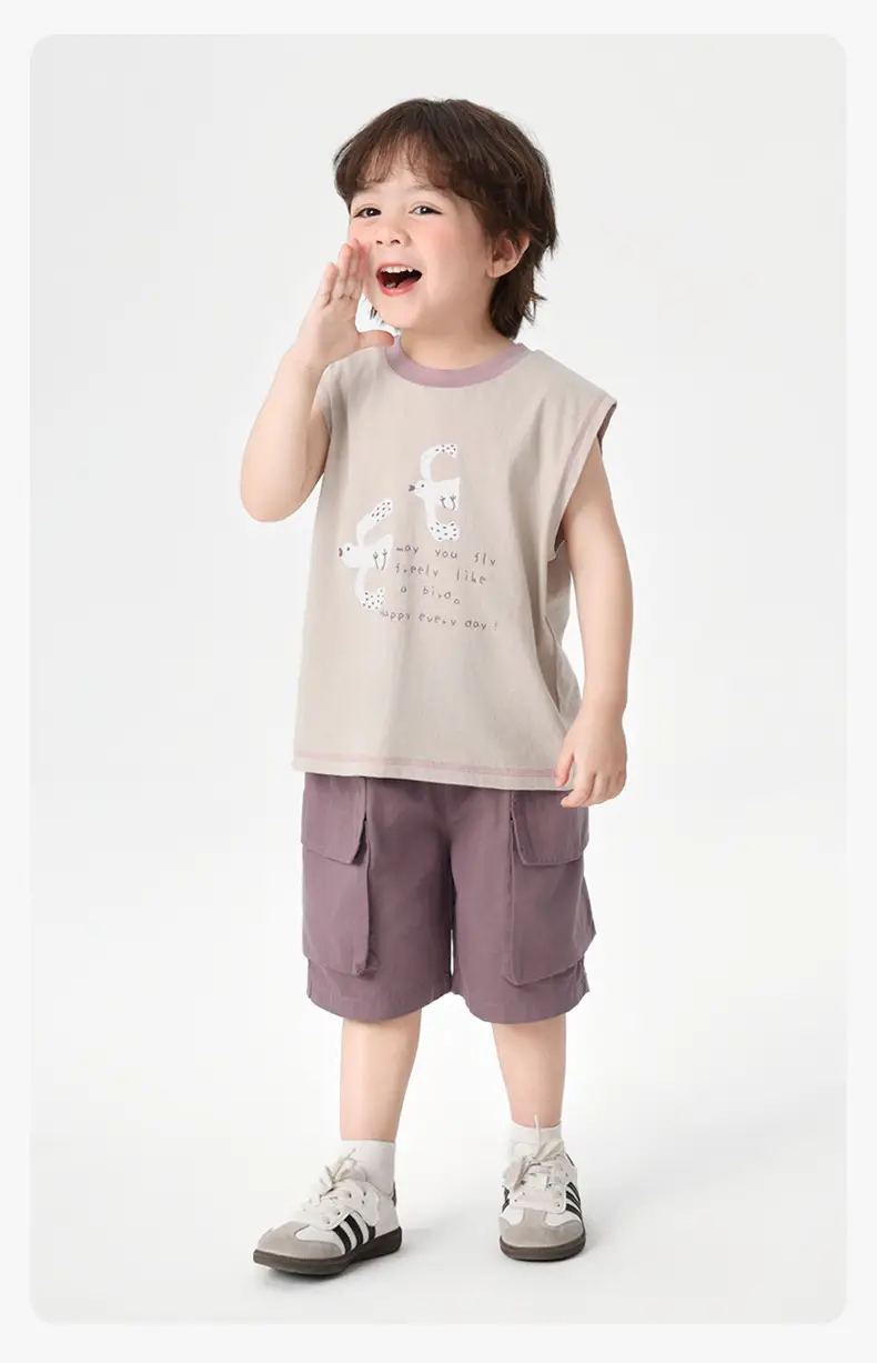 Right European Boys Pure Cotton Sleeveless Vest Gray — feature 22