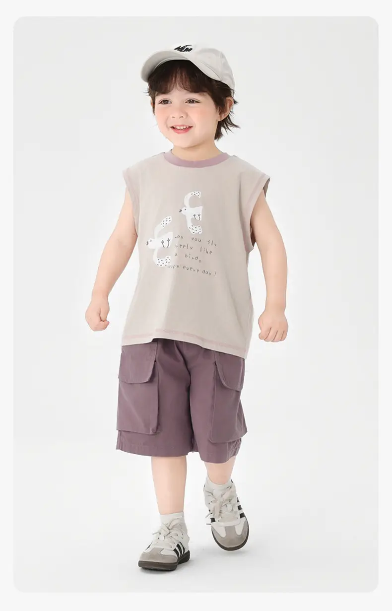 Right European Boys Pure Cotton Sleeveless Vest Gray — feature 24