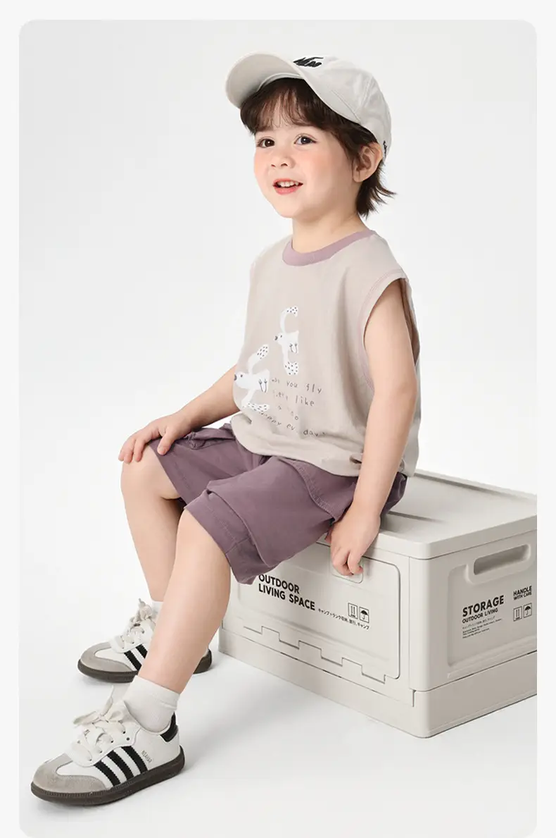Right European Boys Pure Cotton Sleeveless Vest Gray — feature 25