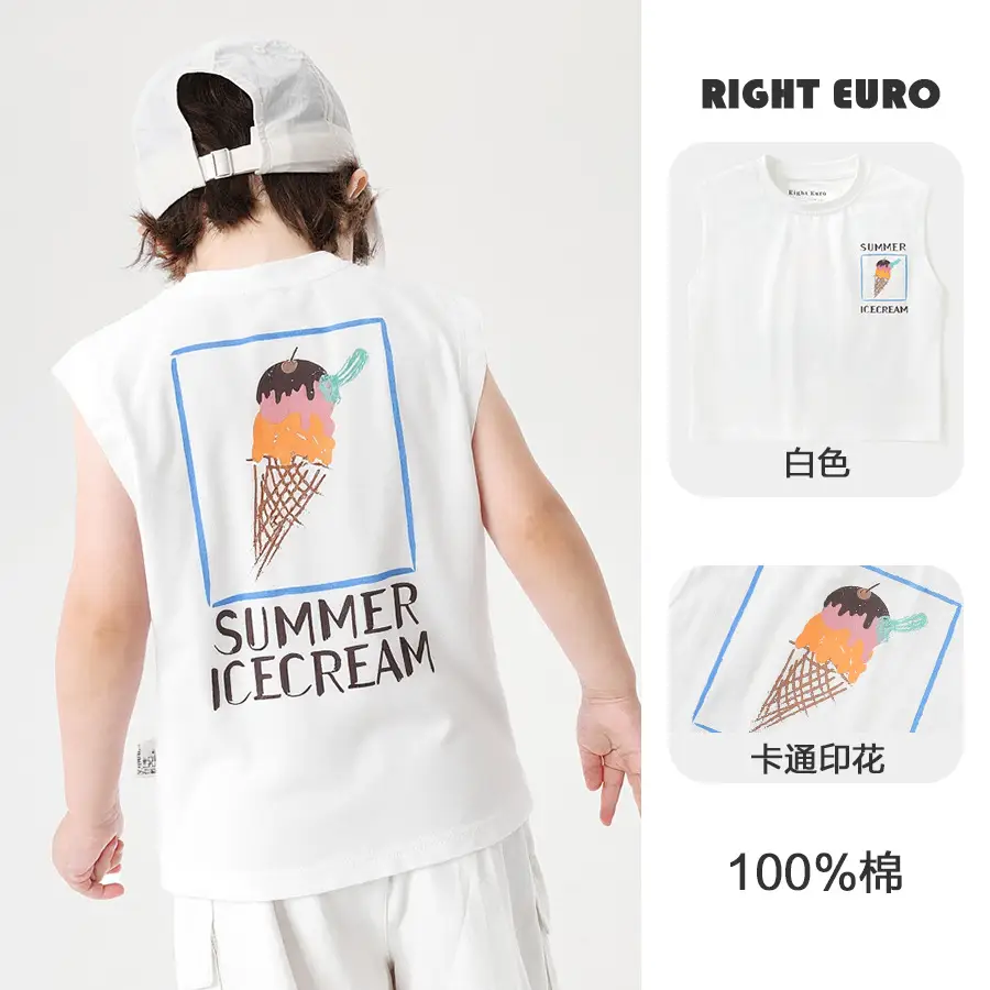 Right European Boys Pure Cotton Sleeveless Vest Gray - Image 6