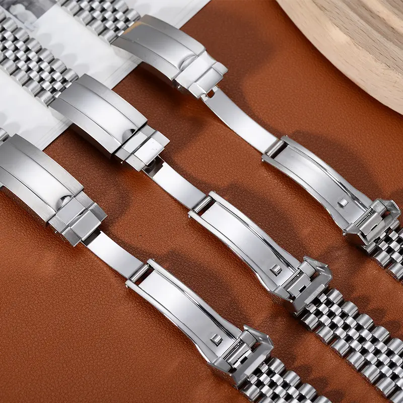 Stainless Steel Watch Strap with 5 Beads for Men Women
