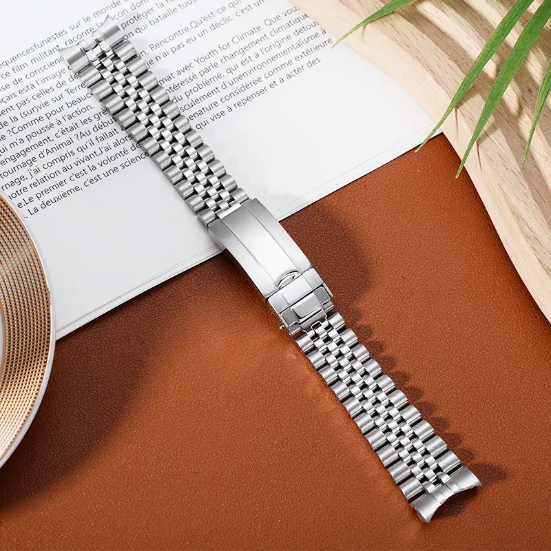 Stainless Steel Watch Strap with 5 Beads for Men Women