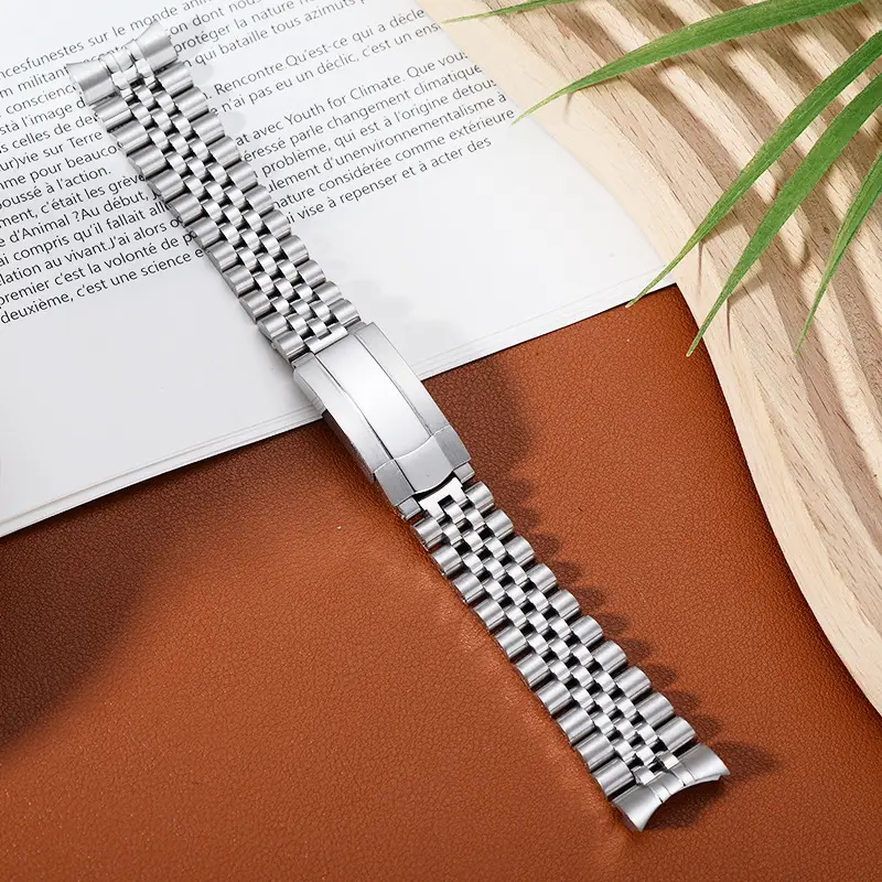 Stainless Steel Watch Strap with 5 Beads for Men Women