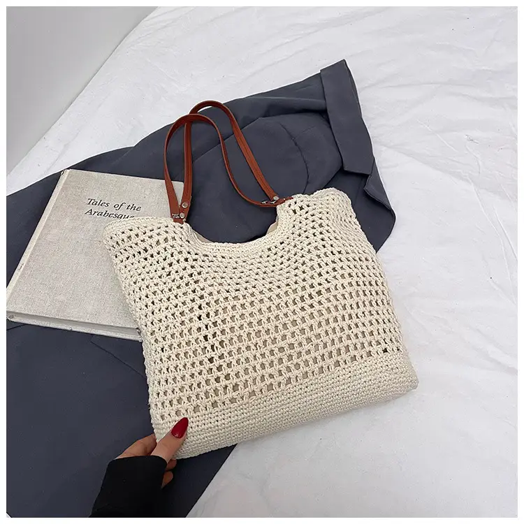 Women's Yellow Hollow Knitted Bucket Bag — feature 26