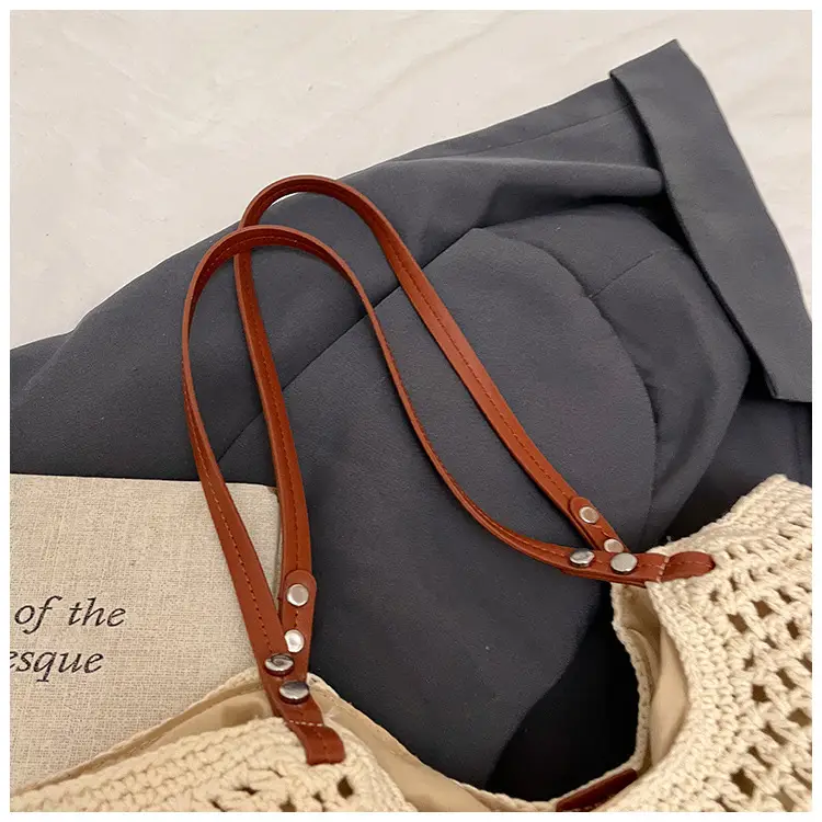 Women's Yellow Hollow Knitted Bucket Bag — feature 28