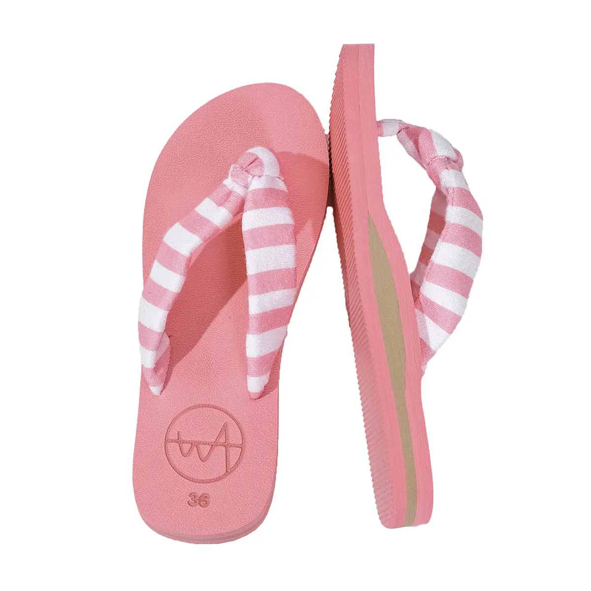 Women Striped Korean Style Flip Flops Summer