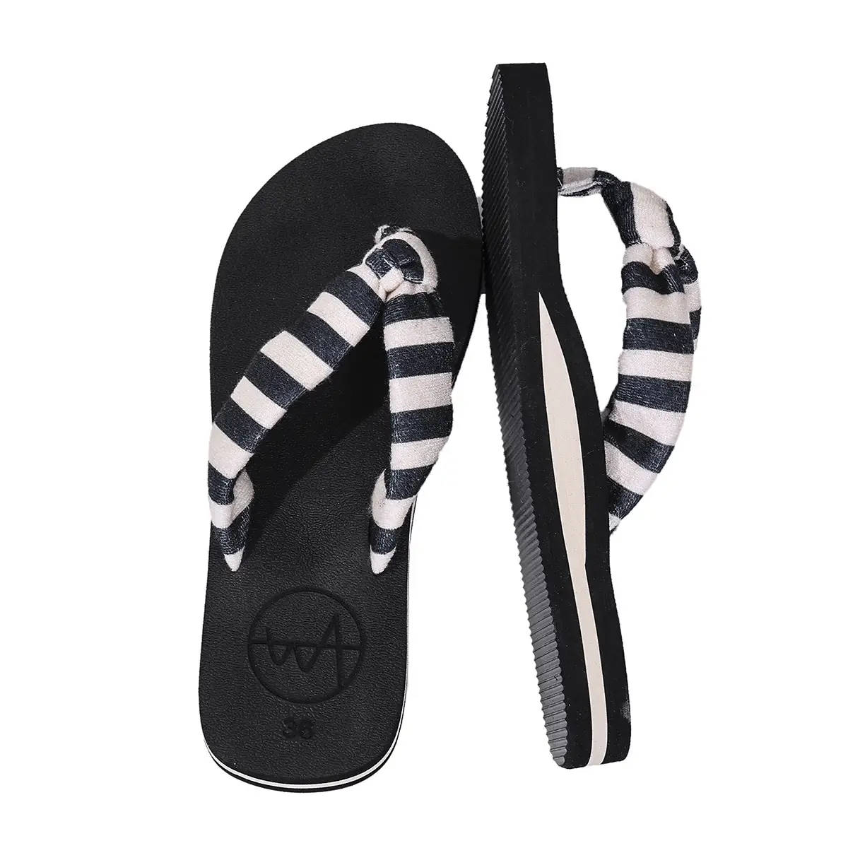 Women Striped Korean Style Flip Flops Summer