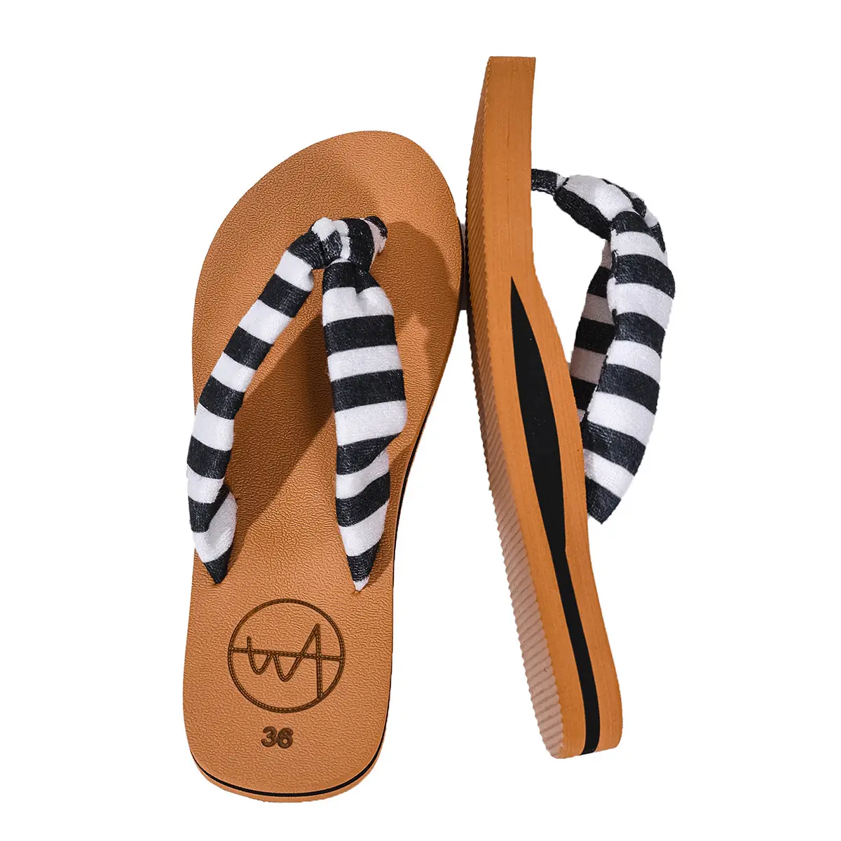 Women Striped Korean Style Flip Flops Summer