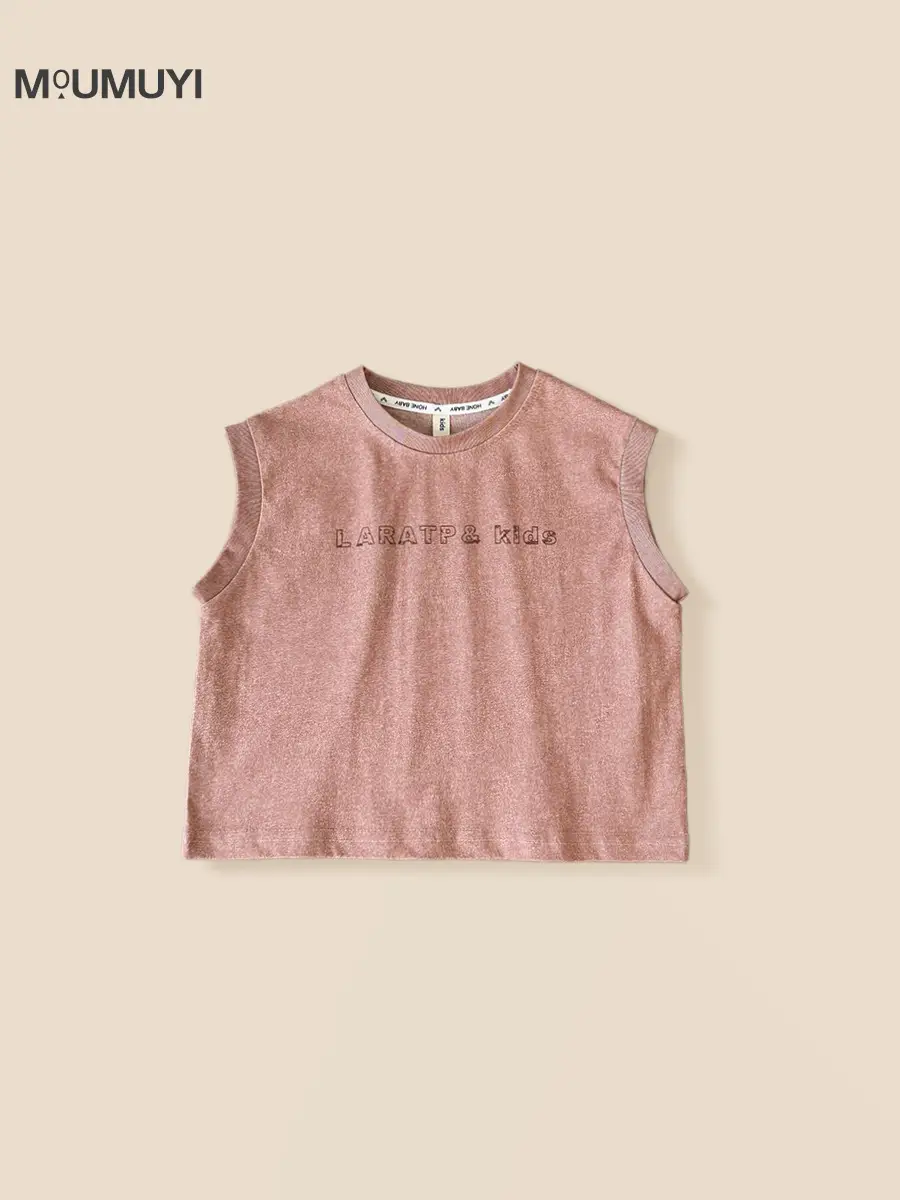 Boys Summer Vest Suit Pink Sleeveless Shorts Two-Piece