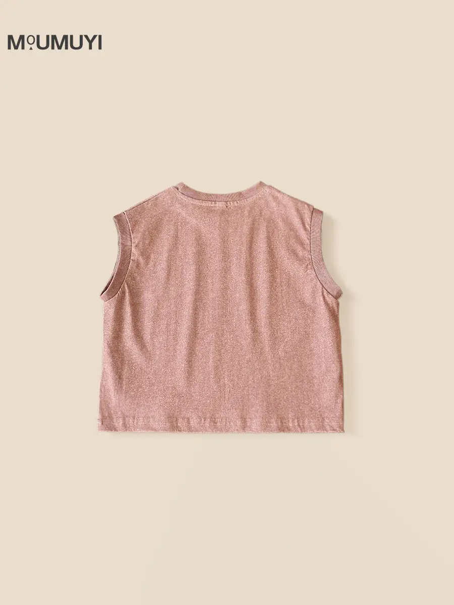 Boys Summer Vest Suit Pink Sleeveless Shorts Two-Piece