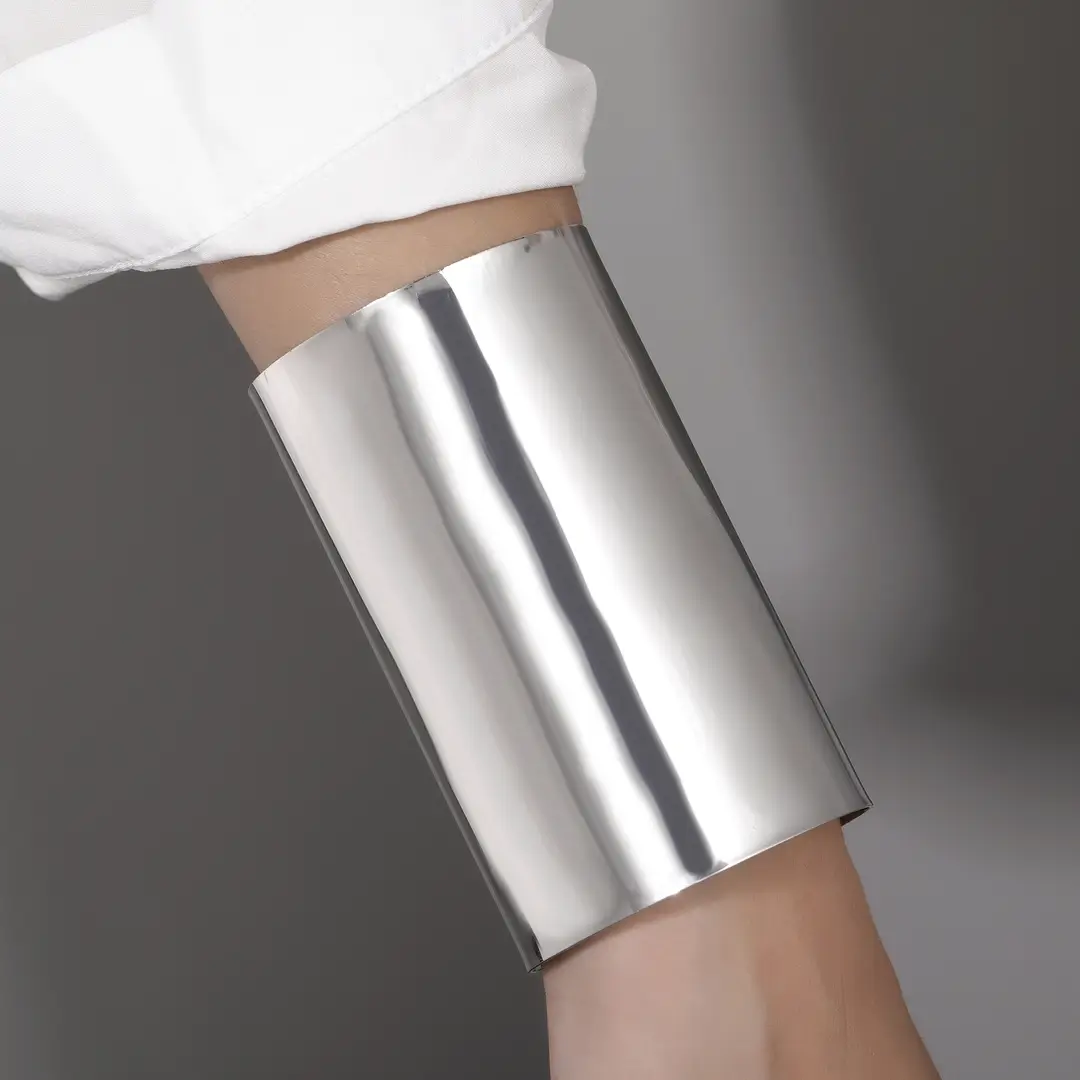 European and American Cross-Border Jewelry Geometric Metal Scenery Open Arm Bracelet Punk Modern Style Exaggerated Wide Bracelet
