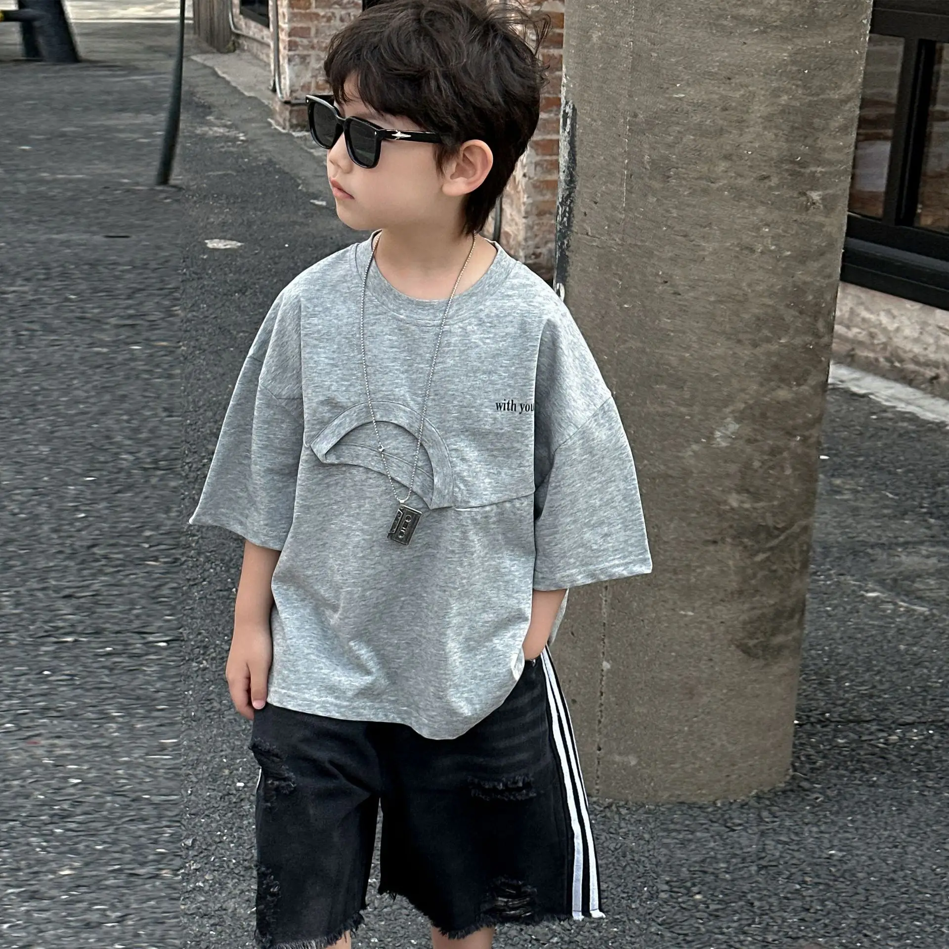 Kids Casual Grey T-Shirt Shorts Set Summer 2025 — feature 10