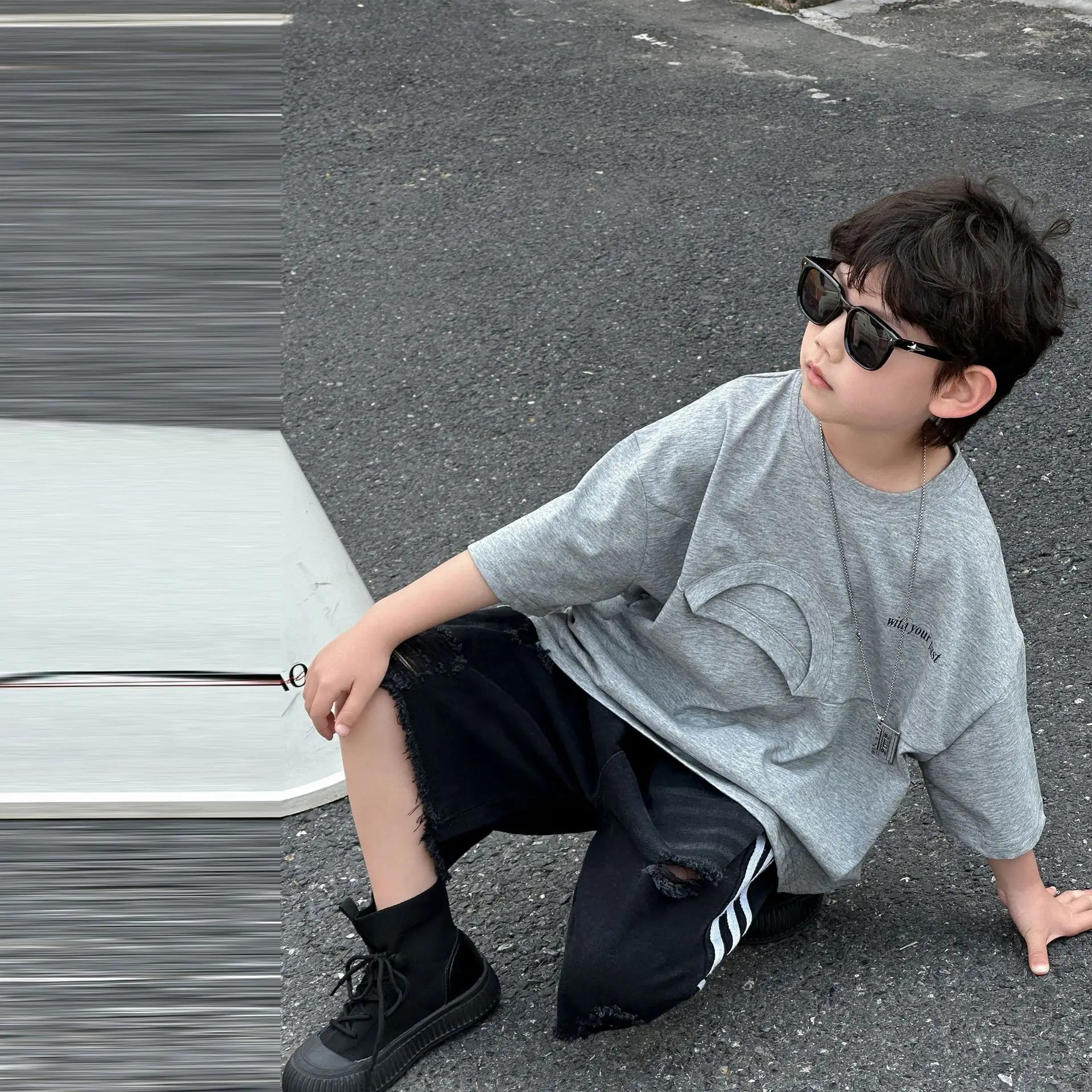 Kids Casual Grey T-Shirt Shorts Set Summer 2025 — feature 13