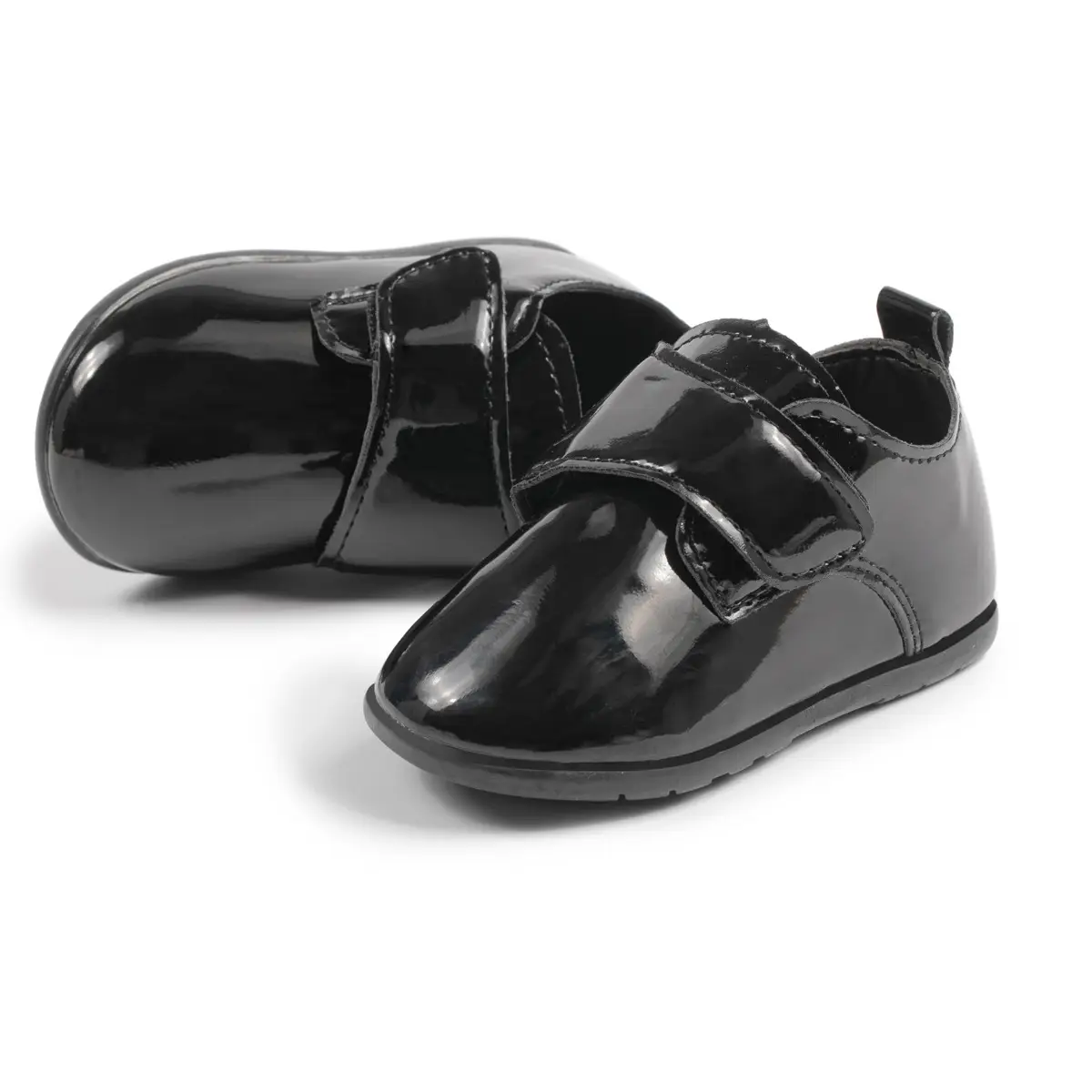 Black Glossy Formal Toddler Shoes for Girls - Image 2