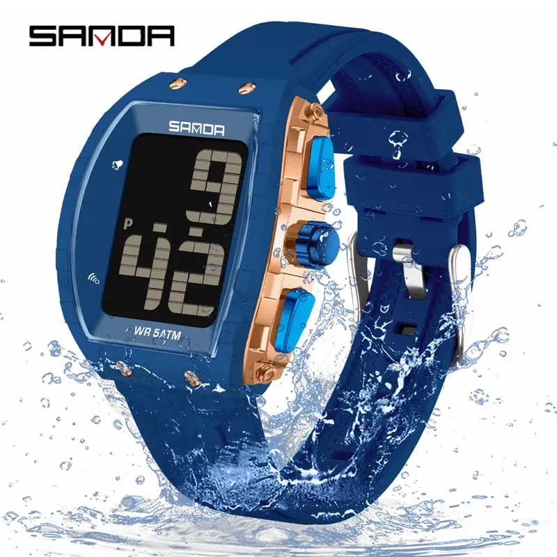 Sanda Digital Watch Blue 942 Waterproof Elderly Watch