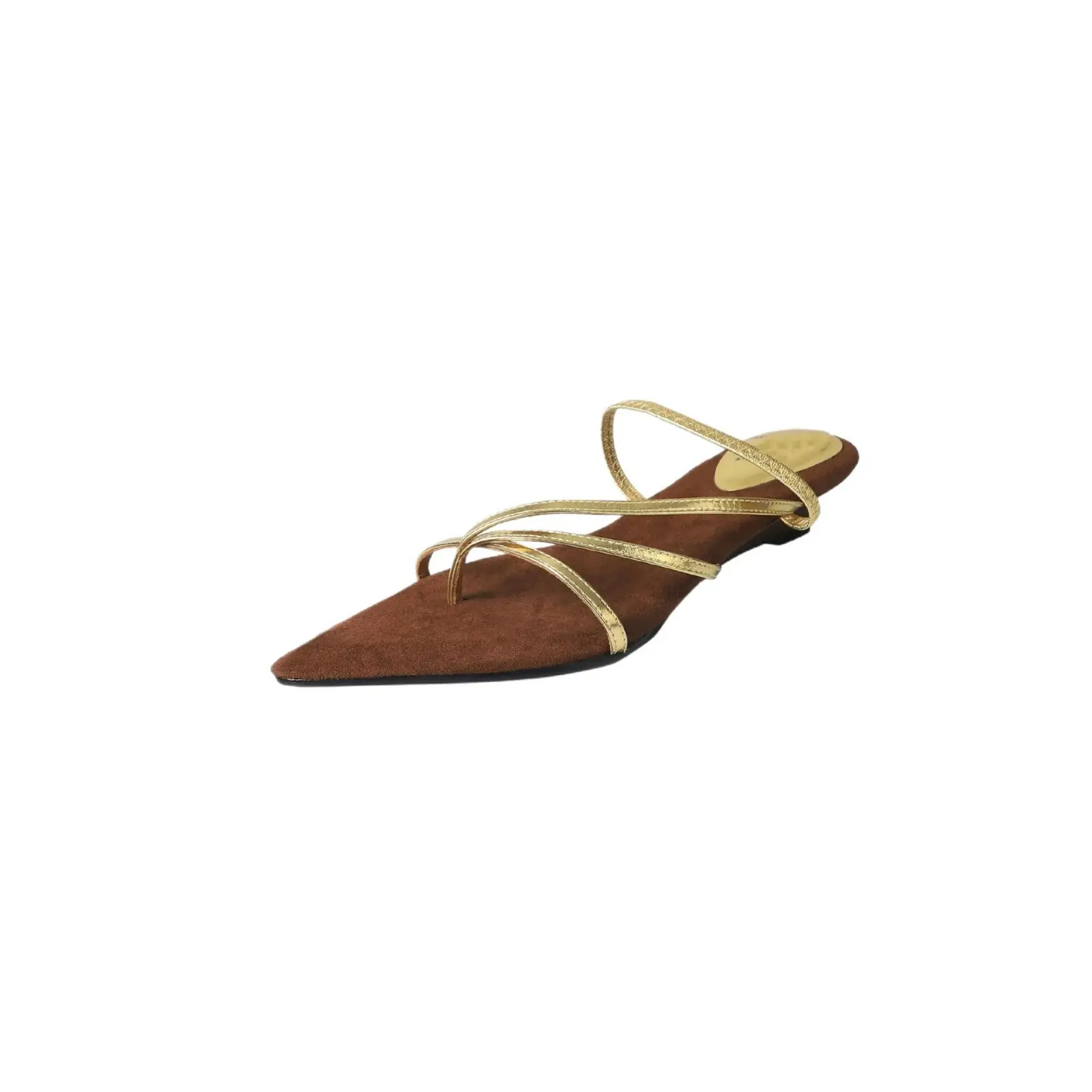 French Holiday Pointed Toe Gold Wedge Sandals for Women