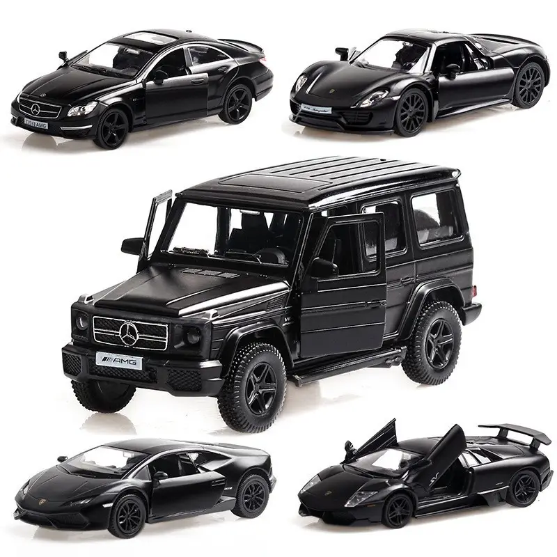 Boxed Makeda 1:36 Matte Black Series Mercedes G63 Alloy Car Model, Alloy Pull-Back Toy Collectible Car
