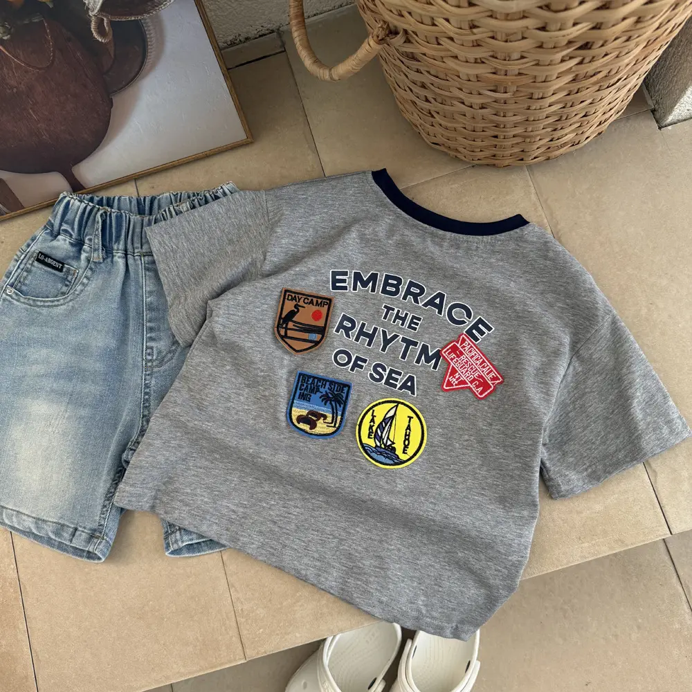 Boys Grey T-Shirt with Sea Rhythm Embroidery — feature 10