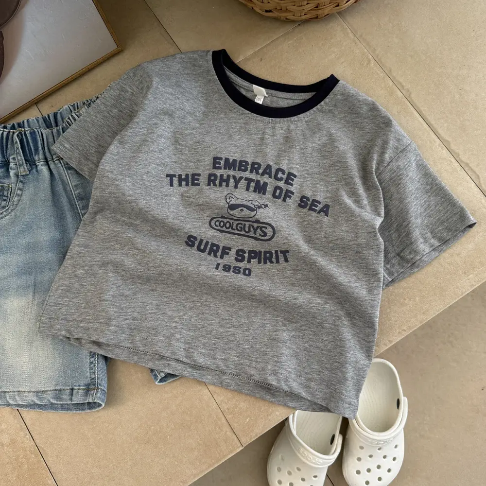 Boys Grey T-Shirt with Sea Rhythm Embroidery — feature 4