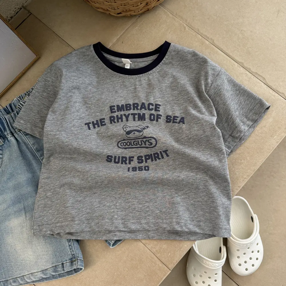 Boys Grey T-Shirt with Sea Rhythm Embroidery — feature 6
