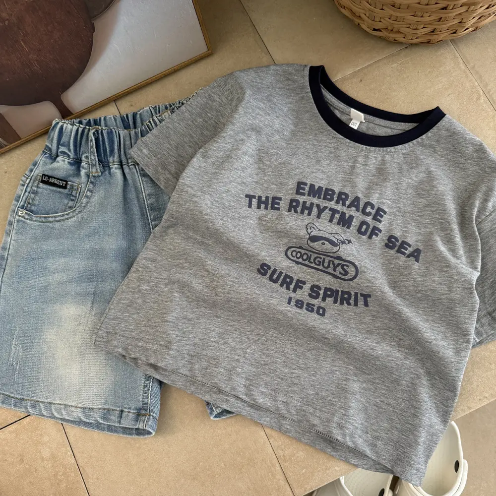 Boys Grey T-Shirt with Sea Rhythm Embroidery — feature 7