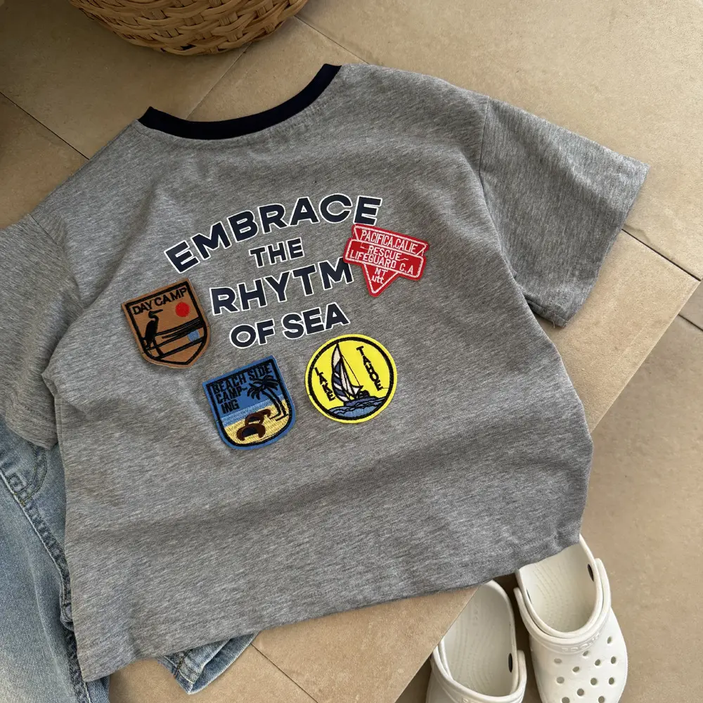 Boys Grey T-Shirt with Sea Rhythm Embroidery — feature 8