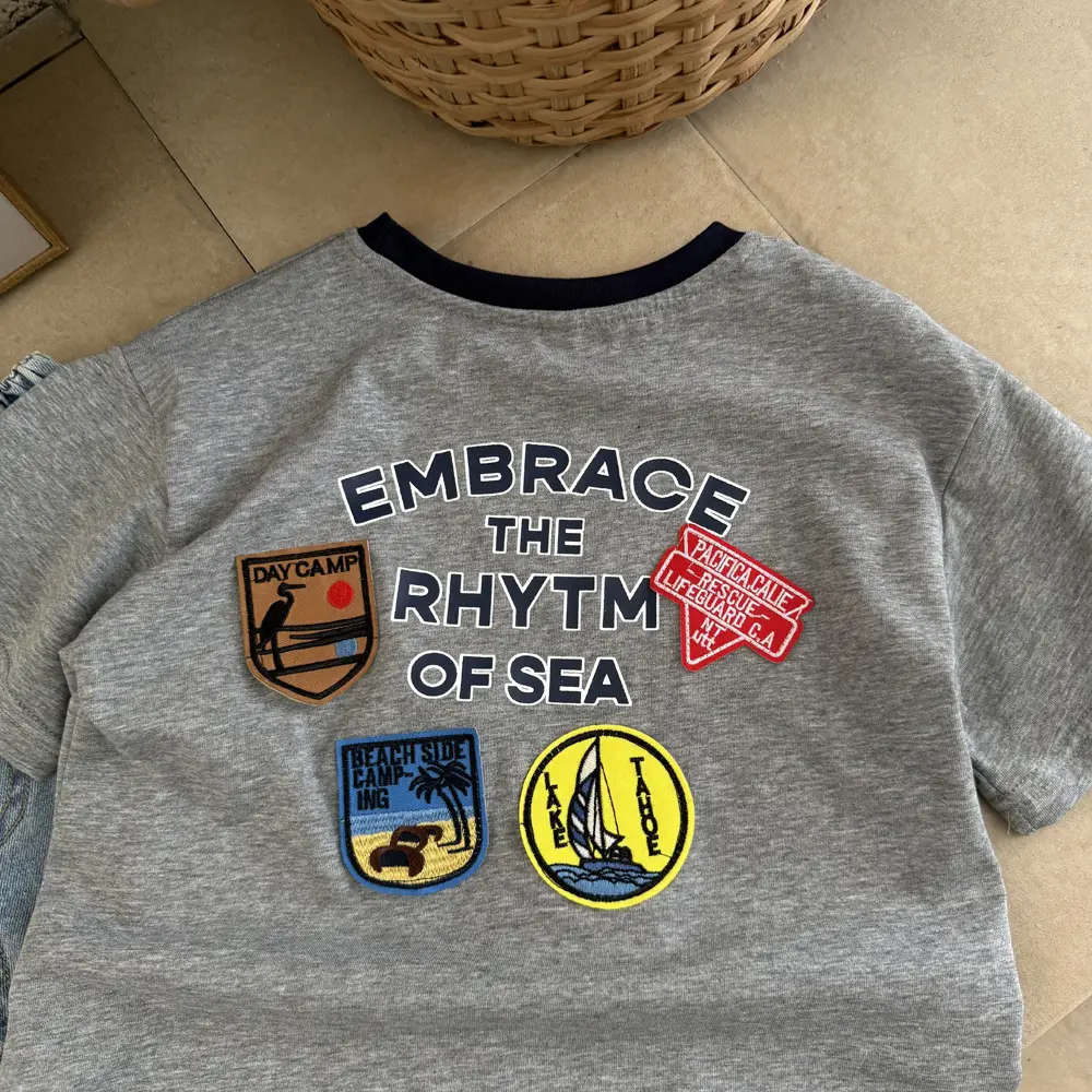 Boys Grey T-Shirt with Sea Rhythm Embroidery — feature 9