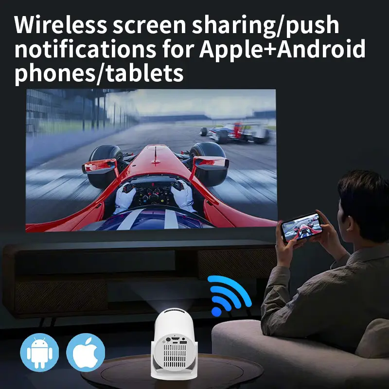 Hy300Mini Projector Wireless Screen Mirroring Hd 1080P Home Theater Portable Barrel Projection