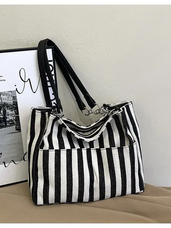 Cross-Border Korean Large Striped Tote Bag - Image 4
