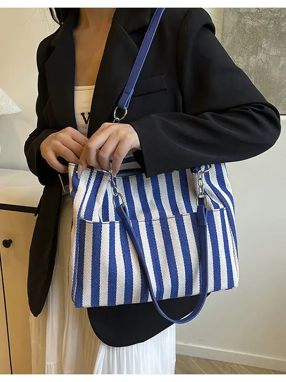 Cross-Border Korean Large Striped Tote Bag - Image 7