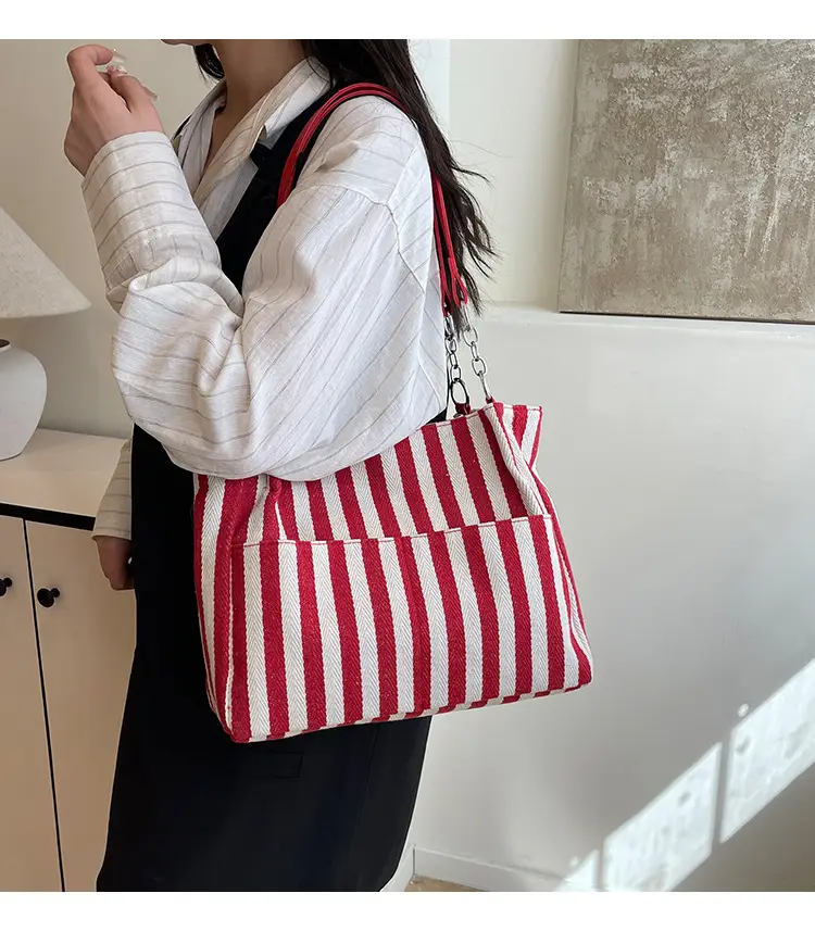 Cross-Border Korean Large Striped Tote Bag — feature 1