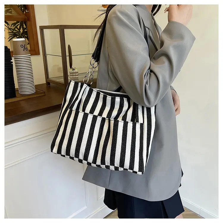 Cross-Border Korean Large Striped Tote Bag — feature 12