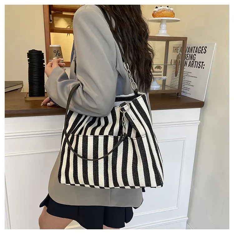 Cross-Border Korean Large Striped Tote Bag — feature 14