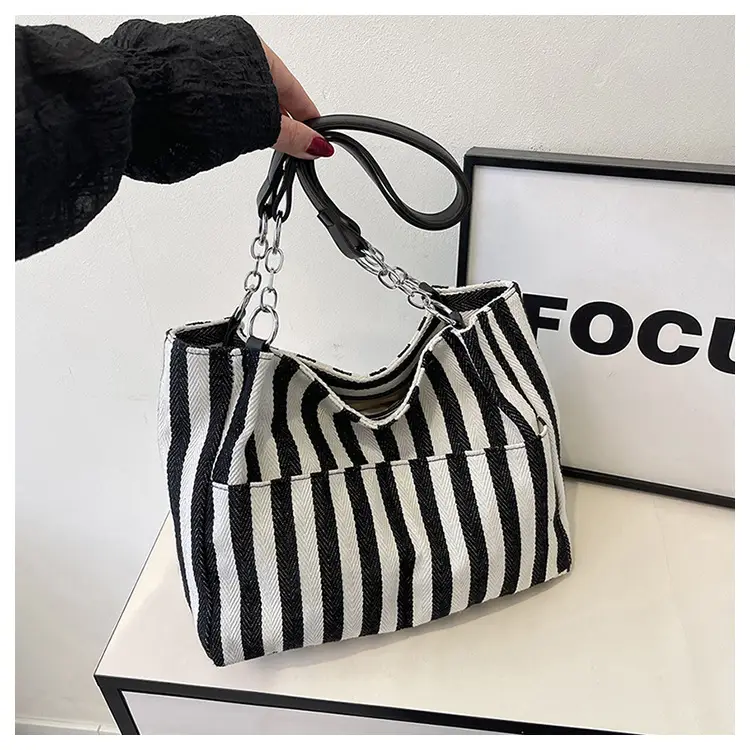 Cross-Border Korean Large Striped Tote Bag — feature 21