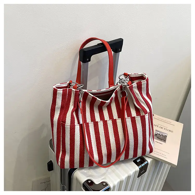 Cross-Border Korean Large Striped Tote Bag - Image 2