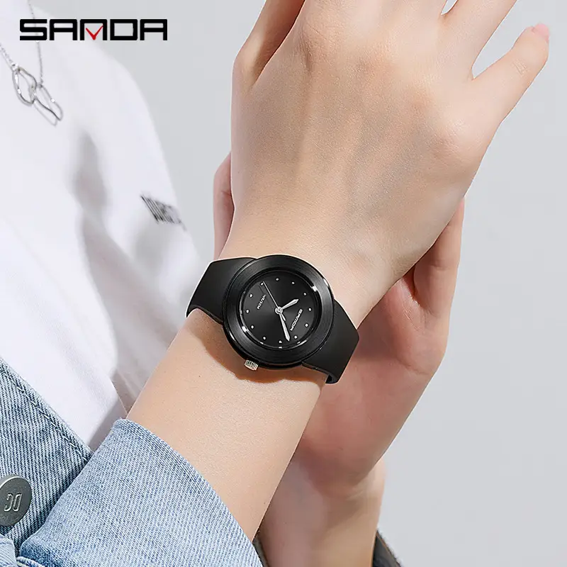 Sanda Quartz Watch Black Strap Waterproof Youth Trendy