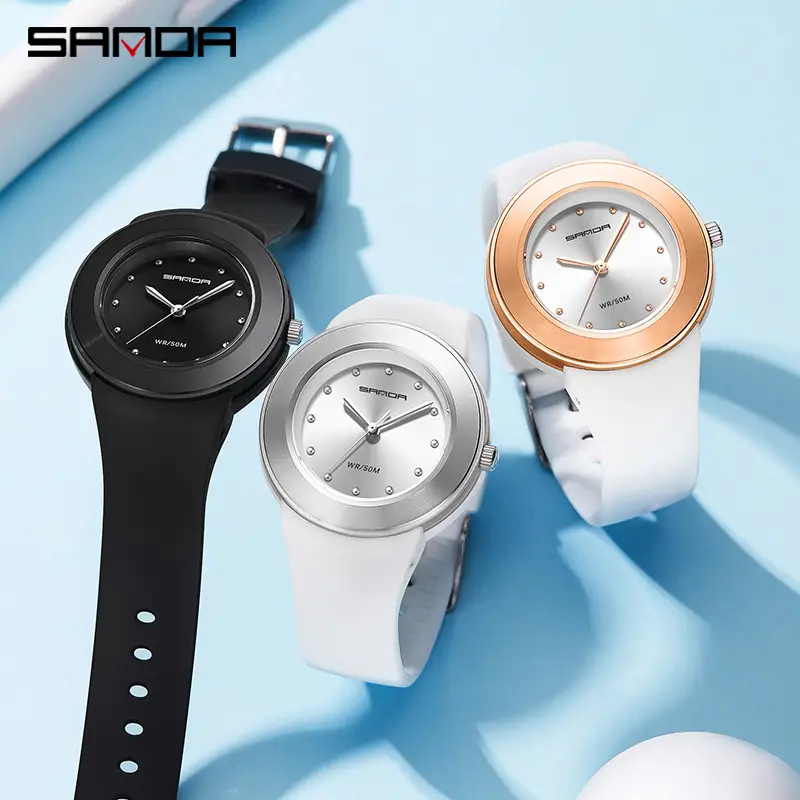 Sanda Quartz Watch Black Strap Waterproof Youth Trendy