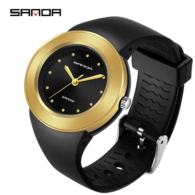 Sanda Quartz Watch Black Strap Waterproof Youth Trendy