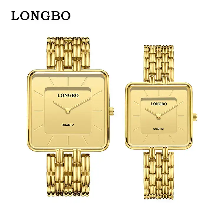 Longbo Gold Wristwatch for Men Business Luxury Fashion