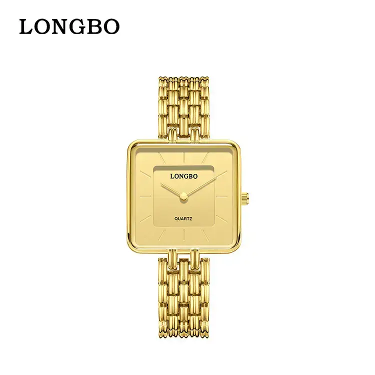 Longbo Gold Wristwatch for Men Business Luxury Fashion