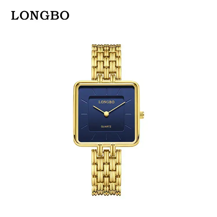 Longbo Gold Wristwatch for Men Business Luxury Fashion